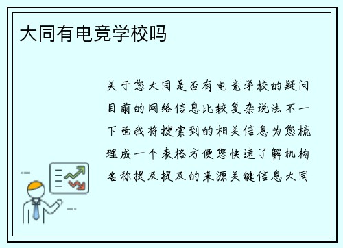 大同有电竞学校吗